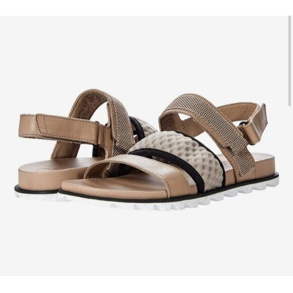 Sorel Roaming Devon Flat Sandals Beige Leather Adjustable Straps Casual 8.5 - Picture 2 of 9